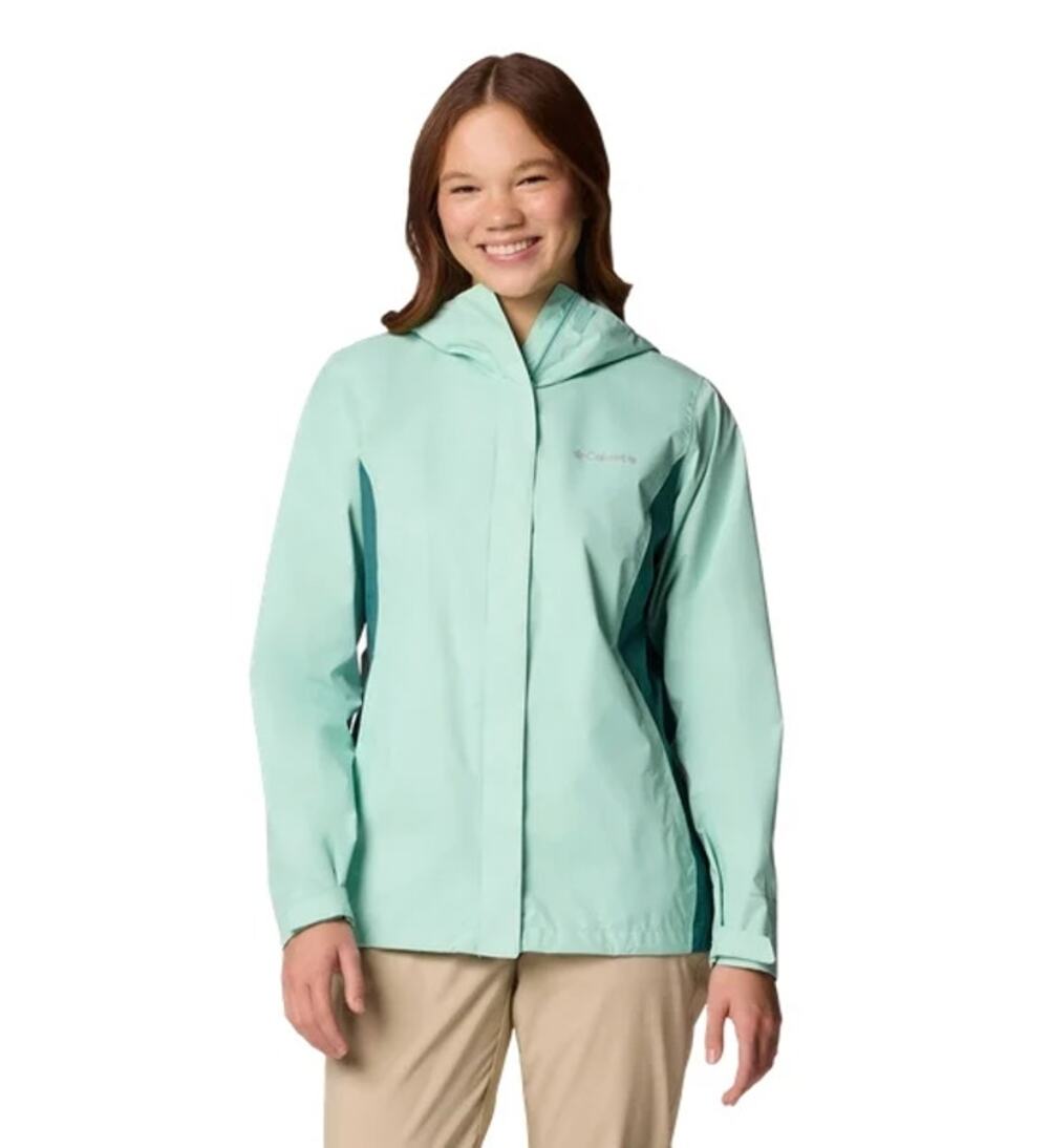 COLUMBIA Women's Arcadia II Rain Parka Jacket Medium Green Spry River NWT